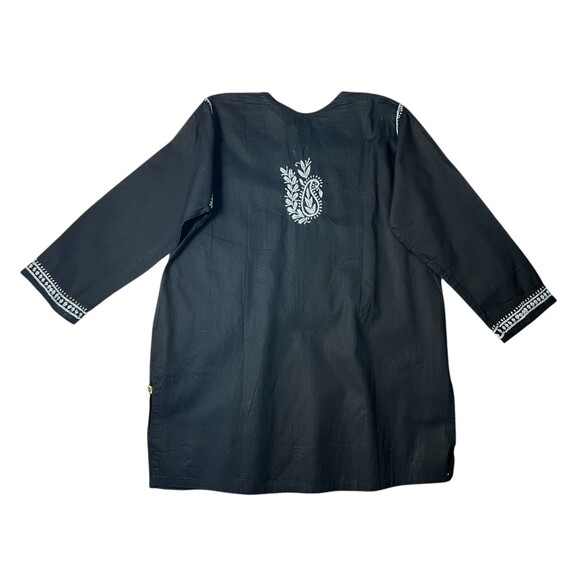 Ada Chikankari Hand Embroidered Tunic Top  Size XL  NWT  Black & Gray  Ethnic - Picture 2 of 13